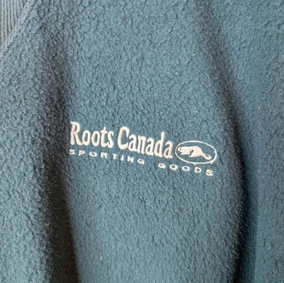 Vintage 80s Roots Canada Athletics Green Sherpa Embroidered Logo Crew Mens Small - Picture 6 of 12